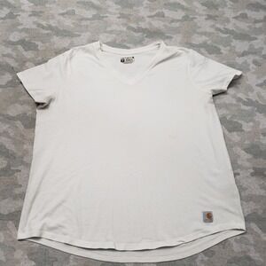 Carhartt Top Womens 2XL Ivory Relaxed Fit V-Neck Short Sleeve Workwear